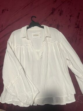 White V-Neck Blouse